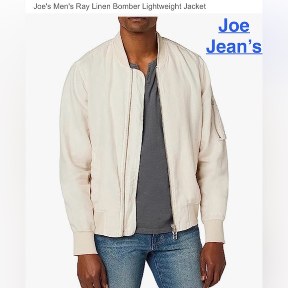 Joe’s Jean Men's Ray Linen BomberSize: XL Color White SandsSpring-Summer-Fall